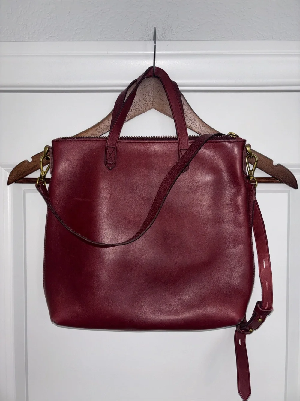 Madewell Small Zip-Top Transport Crossbody Bag Leather Dark Cabernet Burgundy